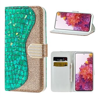 For Samsung Galaxy S20 FE 4G/5G/S20 Lite/S20 FE 2022Crocodile Texture Flash Powder Leather Shell med Stand