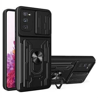 Kortholder Design Skyv kamerabeskyttelse Støtsikker PC + TPU telefonveske med Ring for Samsung Galaxy S20 FE 2022/S20 FE/S20 FE 5G/S20 Lite