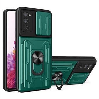 Kortholder Design Skyv kamerabeskyttelse Støtsikker PC + TPU telefonveske med Ring for Samsung Galaxy S20 FE 2022/S20 FE/S20 FE 5G/S20 Lite