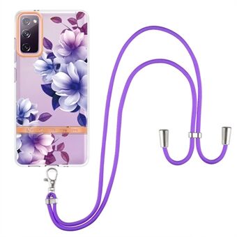 For Samsung Galaxy S20 FE 2022/S20 FE/S20 FE 5G/S20 Lite/S20 Fan Edition/S20 Fan Edition 5G YB IMD-9 Series Flower Pattern TPU-veske Lanyard IMD IML Telefondeksel for galvanisering