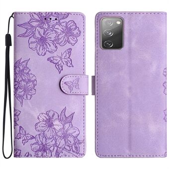 For Samsung Galaxy S20 FE / S20 FE 5G / S20 FE 2022 / S20 Lite Etui Sakurauttrykk Lommebok i skinn Telefondeksel