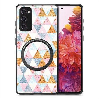 For Samsung Galaxy S20 FE 4G / FE 5G / S20 Lite / S20 FE 2022 PC+TPU+PU Skinn Slim Cover Metal Ring Mønster Utskrift Telefonveske