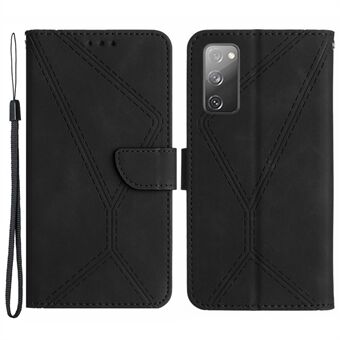 HT05 Flip Wallet-telefonveske for Samsung Galaxy S20 FE / S20 FE 5G / S20 FE 2022 / S20 Lite , PU-skinn med skinn-berøring påtrykt Stand