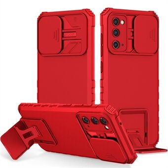 For Samsung Galaxy S20 FE 4G / FE 5G / Lite / FE 2022 Skyve kameralokk Bakdeksel Kickstand PC+TPU telefonveske