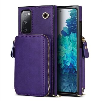 For Samsung Galaxy S20 FE 4G / S20 FE 5G / S20 Lite / S20 FE 2022-deksel med glidelås-lommebok, TPU+PU Crossbody-telefondekning.