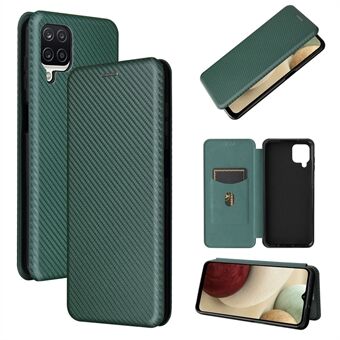 Auto-absorbert Carbon Fiber Leather Case med kortholder og Ring stropp for Samsung Galaxy A12 / M12