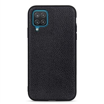 Litchi Texture ekte skinnbelagt PC-telefon bakdeksel Shell for Samsung Galaxy A12