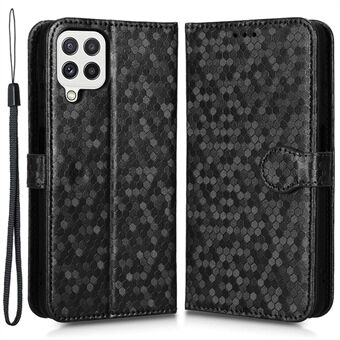 Anti-fall telefonlommebokveske for Samsung Galaxy A12 / M12, Stand påtrykt PU-skinn magnetisk lås Telefonskallstativ Folio Flip-deksel med stropp