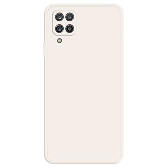 Bakdeksel til mobiltelefon for Samsung Galaxy A12, Edge gummiert TPU-telefondeksel med mikrofiberfôr - Beige