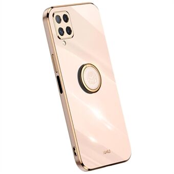 XINLI ryggskall for Samsung Galaxy A12, galvanisering Golden Edge Ring Kickstand Case Mykt TPU-deksel