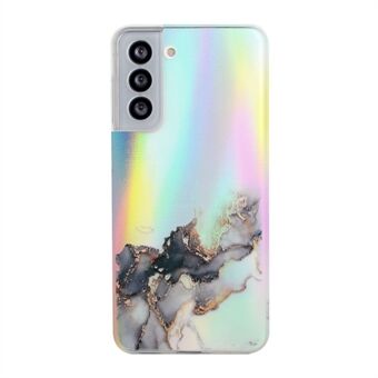 Shiny fargerik lasermarmormønster fleksibelt TPU Aurora deksel til Samsung Galaxy S21 5G