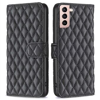 BINFEN FARGE For Samsung Galaxy S21 4G / 5G PU- Stand , BF Style-14 påtrykt Rhombus lommebokdeksel Slagfast matt telefonstativveske