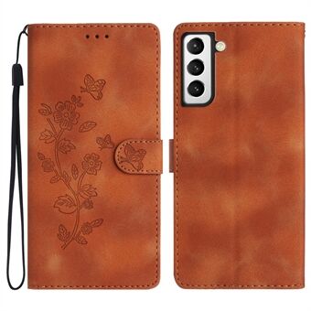 For Samsung Galaxy S21 4G / 5G Flower Imprint PU-skinnveske Stand Beskyttende telefondeksel