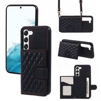 For Samsung Galaxy S21 4G / 5G Mobiltelefonveske PU-lær + TPU Ruteavtrykk Kortholder Cover