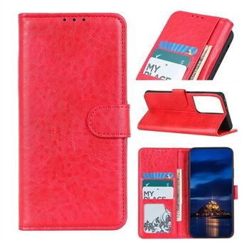 Magnetic Crazy Horse Skin Leather Wallet Phone Folio Flip Cover til Samsung Galaxy S21 Ultra 5G