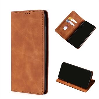 Silky Touch Auto-absorbert lommebok Leather Stand sak for Samsung Galaxy S21 Ultra 5G