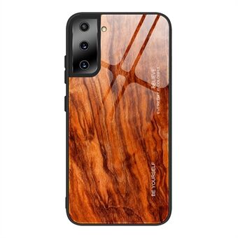 Stilig tre mønster utskrift TPU Edge + herdet glass dekseletui til Samsung Galaxy S21 Ultra 5G