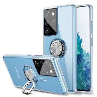 TPU Phone Case Rotary finger Ring Kickstand [Metal Sheet] for Samsung Galaxy S21 Ultra 5G