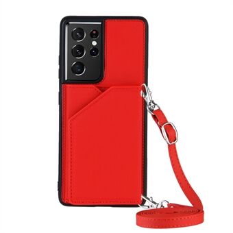 Stativkortholder Gummibelagt Stand TPU-telefondeksel for Samsung Galaxy S21 Ultra 5G