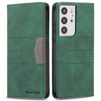 BINFEN COLOR Folio Flip Leather Phone Shell Autoabsorbert magnetisk lukket lærtelefonbeskyttelsesdeksel for Samsung Galaxy S21 Ultra 5G