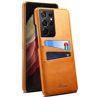 SUTENI kortspor Design Godt beskyttet anti-dråpe PC + PU lær telefonveske Shell for Samsung Galaxy S21 Ultra 5G