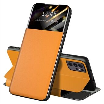 For Samsung Galaxy S21 Ultra 5G Stand PU-skinn beskyttelsesveske Vis vinduet telefondeksel