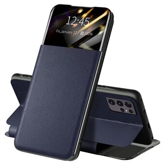 For Samsung Galaxy S21 Ultra 5G Stand PU-skinn beskyttelsesveske Vis vinduet telefondeksel