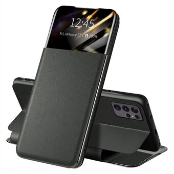 For Samsung Galaxy S21 Ultra 5G Stand PU-skinn beskyttelsesveske Vis vinduet telefondeksel