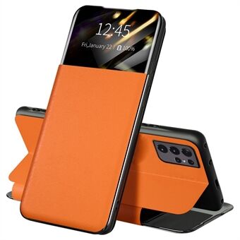 For Samsung Galaxy S21 Ultra 5G Stand PU-skinn beskyttelsesveske Vis vinduet telefondeksel