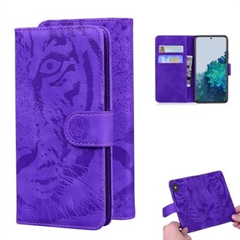 Tiger Face Imprinting Leather Dual Magnet Phone Case med lommebok og Stand til Samsung Galaxy S21 + 5G