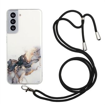 Marmor Mønster Justerbar Lanyard Design Soft TPU Deksel til Samsung Galaxy S21 + 5G