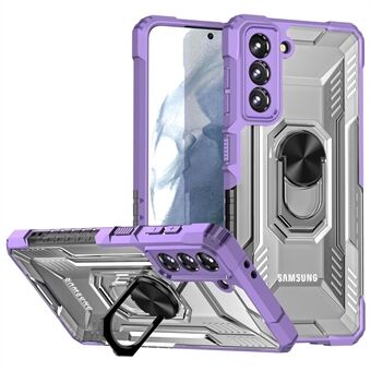 RUGGED SHIELD Anti-fall beskyttelse Hard PC + Myk TPU telefonveske Ring Kickstand Cover for Samsung Galaxy S21 + 5G