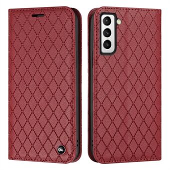 For Samsung Galaxy S21+ 5G / S30+ 5G Rhombus Embossing Litchi Texture PU-skinn Drop-proof deksel RFID-blokkerende telefonstativ Stand