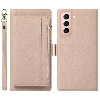 For Samsung Galaxy S21+ 5G Litchi Texture 2-i-1 PU-skinn telefonveske Stand Magnetisk avtagbar glidelås lommebok Anti- Scratch telefondeksel med stropp