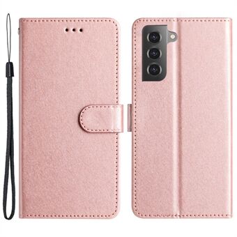 PU-skinn+TPU-telefonbeskytter for Samsung Galaxy S21+ 5G, Stand Silk Texture Flip-veske med håndstropp