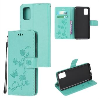 Imprint Butterfly Flowers Skinn lommebok telefondeksel for Samsung Galaxy A32 5G / M32 5G