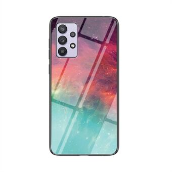 Anti- Scratch Starry Sky Pattern Hybridveske i herdet glass til Samsung Galaxy A32 5G