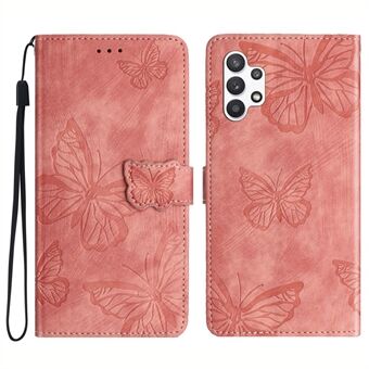 For Samsung Galaxy A32 5G / M32 5G Skin-touch PU-lommebokveske Butterfly-påtrykt telefondeksel med Stand