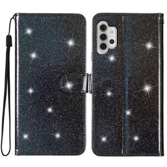 For Samsung Galaxy A32 5G / M32 5G PU Lær Lommebok Stativdeksel Glitrende Anti-fall Telefonskjerm