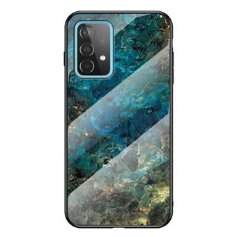 For Samsung Galaxy A52 4G/5G / A52s 5G herdet glass+PC-bakside TPU-rammeveske Marmormønster Design Støtbeskyttende deksel