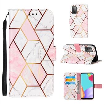 Lommebokstativdesign Marmormønster Sammenføyning TPU + PU (kunstig skinn) Etui for Samsung Galaxy A52 4G/5G / A52s 5G - Rosa