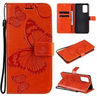 KT Imprinting Flower Series-2 Imprinted Butterflies Flower Leather Wallet Stand for Samsung Galaxy A52 4G/5G / A52s 5G