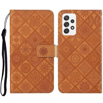 For Samsung Galaxy A52 5G/4G / A52s 5G Magnetlås Påtrykt Flower Wallet Lærveske med stropp