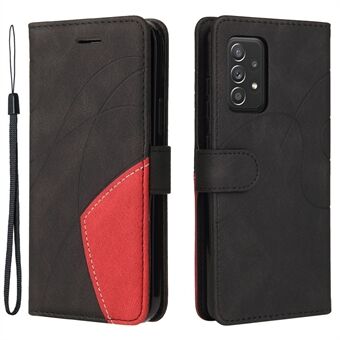 KT Leather Series-1- Stand funksjon håndleddsstropp Tofarget skjøtestil PU-skinn Flip Lommebok Telefonveske Foliodeksel for Samsung Galaxy A52 4G/5G / A52s 5G