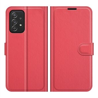 Lommebokdesign Folio Flip Litchi Texture Beskyttende Myk PU-skinntelefonveske med Stand for Samsung Galaxy A52s 5G/A52 4G/5G