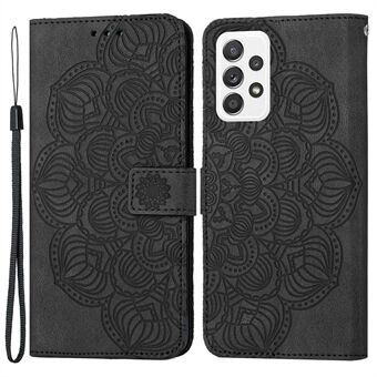 For Samsung Galaxy A52 5G/4G/A52s 5G magnetlås PU- Stand Mandala-blomstert telefonveske Støtsikkert lommebokdeksel til mobiltelefon