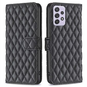 BINFEN FARGE For Samsung Galaxy A52 4G / 5G / A52s 5G PU-skinnskall, BF Style-14 påtrykt Rhombus lommebokdeksel Matt Stand