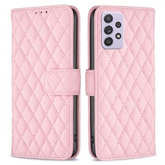 BINFEN FARGE For Samsung Galaxy A52 4G / 5G / A52s 5G PU-skinnskall, BF Style-14 påtrykt Rhombus lommebokdeksel Matt Stand