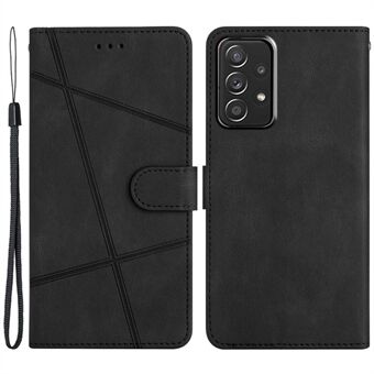 For Samsung Galaxy A52 4G / 5G / A52s 5G Crazy Horse Texture PU-skinn lommebokveske påtrykte linjer Magnetisk Stand Flip Støtsikkert telefondeksel med stropp