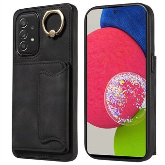 001 For Samsung Galaxy A52 4G / A52s 5G / A52 5G Ring Stativdeksel PU-skinn+TPU-kortholder Telefonveske